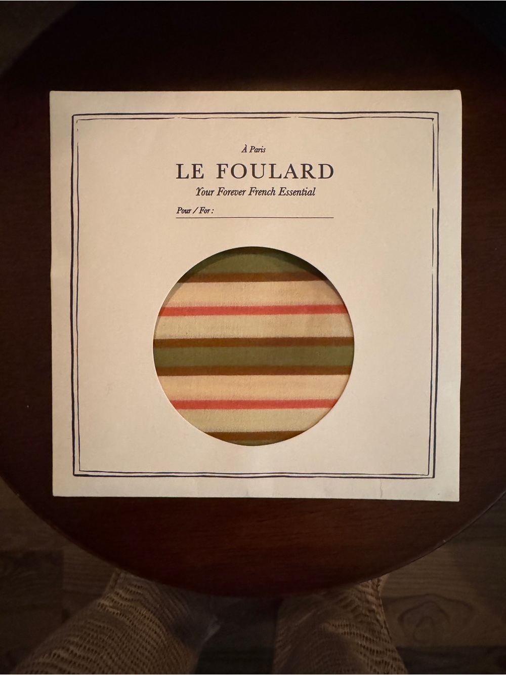Sezane Striped Foulard in Cream, Olive, Pink, Brown